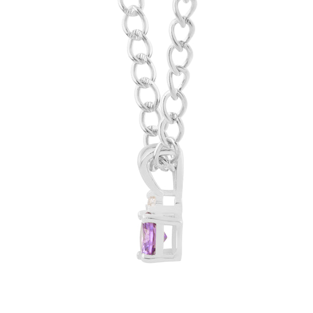 Amethyst Gemstone & Diamond Solid 925 Sterling Silver Pendant