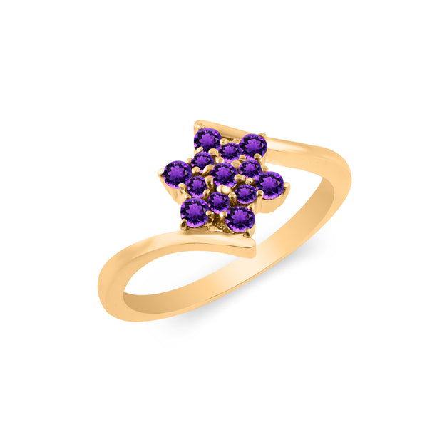 Amethyst Gemstone Solid 14k Yellow Gold Ring
