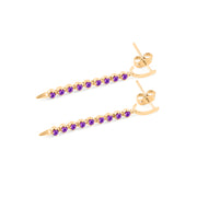 Amethyst Gemstone Solid 14k Yellow Gold Screw Back Earring