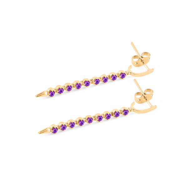 Amethyst Gemstone Solid 14k Yellow Gold Screw Back Earring
