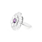 Amethyst Gemstone Solid 14k White Gold Ring