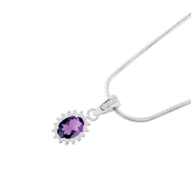 Amethyst Gemstone Solid 925 Sterling Silver Pendant