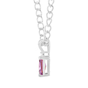Amethyst Gemstone & Diamond Solid 14k White Gold Pendant