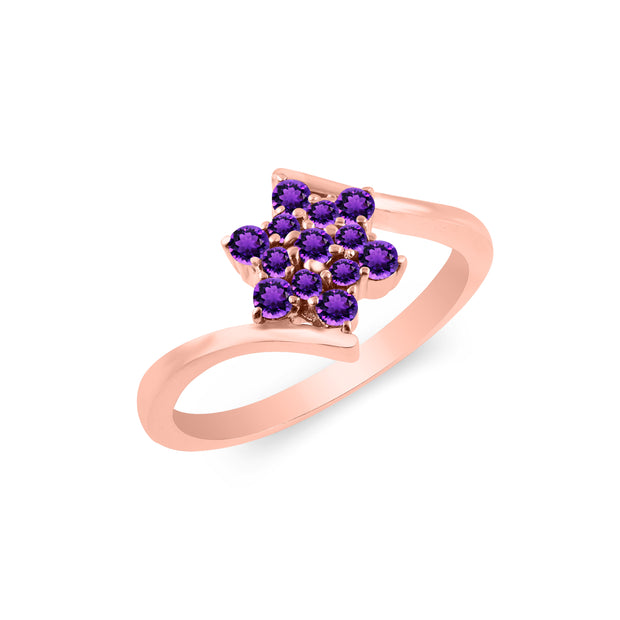 Amethyst Gemstone Solid 14k Rose Gold Ring