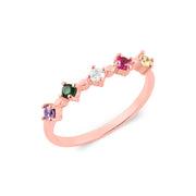 Multi Gemstone Solid 14k Rose Gold Ring