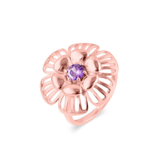 Amethyst Gemstone Solid 14k Rose Gold Ring