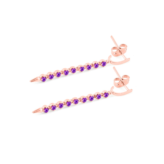 Amethyst Gemstone Solid 14k Rose Gold Screw Back Earring