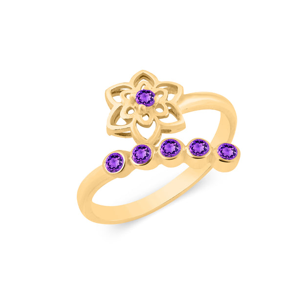 Amethyst Gemstone Solid 14k Yellow Gold Ring