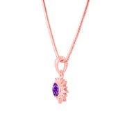 Amethyst Gemstone Solid 14k Rose Gold Pendant
