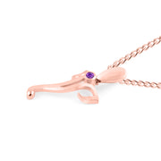 Amethyst Gemstone Solid 14k Rose Gold Lord Ganesha Pendant