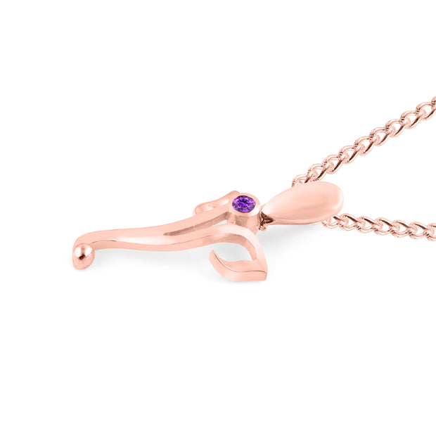 Amethyst Gemstone Solid 14k Rose Gold Lord Ganesha Pendant