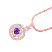 Amethyst Gemstone Solid 14k Rose Gold Pendant