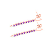 Amethyst Gemstone Solid 14k Rose Gold Screw Back Earring
