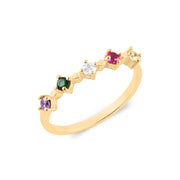 Multi Gemstone Solid 14k Yellow Gold Ring