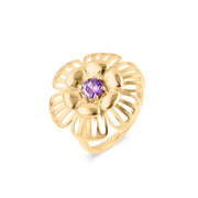 Amethyst Gemstone Solid 14k Yellow Gold Ring