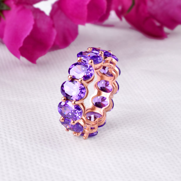 Amethyst Gemstone Solid 14k Rose Gold Ring