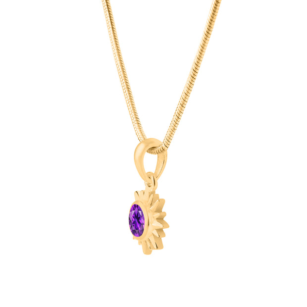 Amethyst Gemstone Solid 14k Yellow Gold Pendant