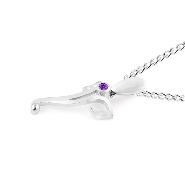 Amethyst Gemstone Solid 14k White Gold Lord Ganesha Pendant
