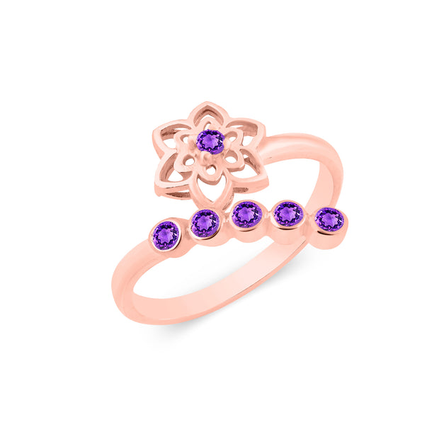 Amethyst Gemstone Solid 14k Rose Gold Ring