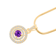 Amethyst Gemstone Solid 14k Yellow Gold Pendant