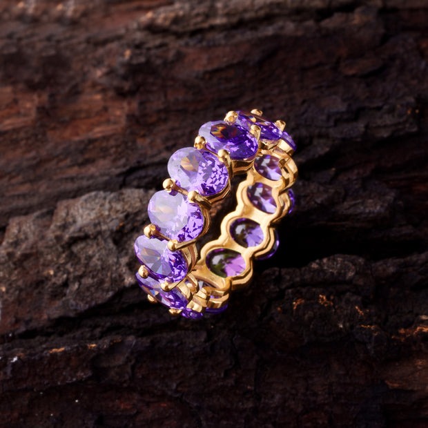 Amethyst Gemstone Solid 14k Yellow Gold Ring