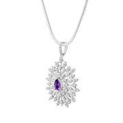 Amethyst Gemstone Solid 14k White Gold Pendant