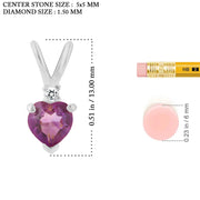 Amethyst Gemstone & Diamond Solid 925 Sterling Silver Pendant
