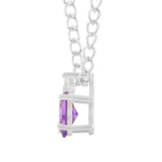 Amethyst Gemstone & Diamond Solid 14k White Gold Pendant