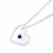 Amethyst Gemstone Solid 925 Sterling Silver Heart Pendant