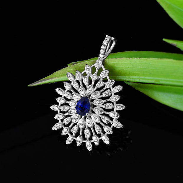 Blue Sapphire Gemstone Solid 925 Sterling Silver Pendant