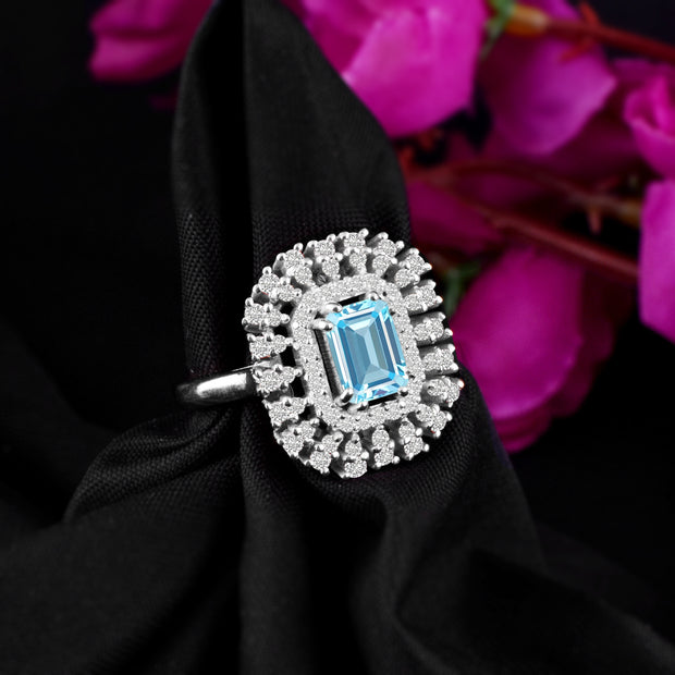 Blue Topaz Gemstone Solid 925 Sterling Silver Ring