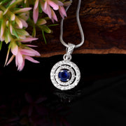 Blue Sapphire Gemstone Solid 925 Sterling Silver Pendant