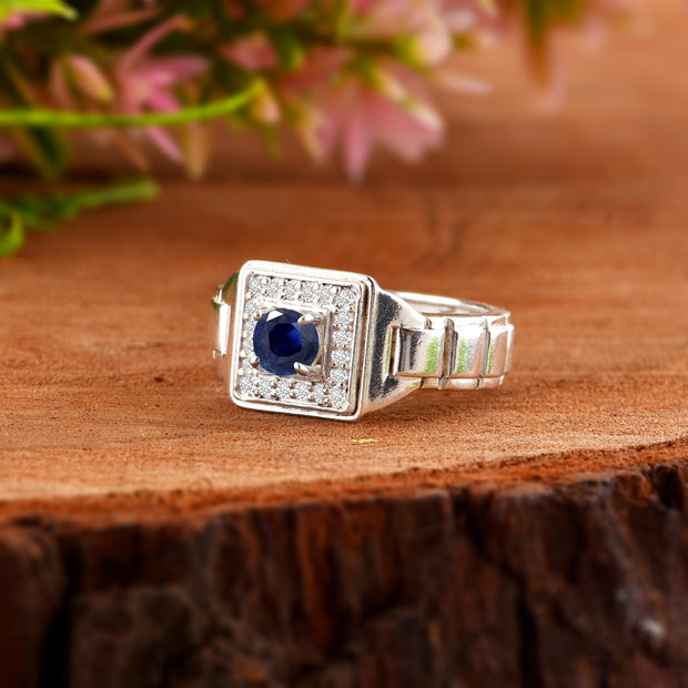 22k Low Profile Hexagonal Sapphire Ring — Frances Reid Studios (LFR Studios)