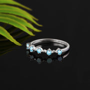 Blue Topaz Gemstone Solid 14k White Gold Ring