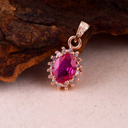 Pink Tourmaline Gemstone & Diamond Solid 14k Rose Gold Pendant
