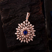 Blue Sapphire Gemstone Solid 14k Rose Gold Pendant