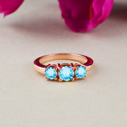 Blue Topaz Gemstone Solid 14k Rose Gold Ring