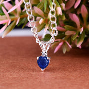 Blue Sapphire Gemstone & Diamond Solid 925 Sterling Silver Pendant
