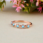 Blue Topaz Gemstone Solid 14k Rose Gold Ring