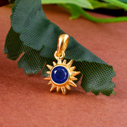 Blue Sapphire Gemstone Solid 14k Yellow Gold Pendant