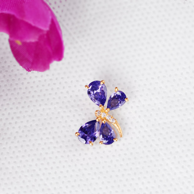 Blue Sapphire Gemstone & Diamond Solid 14k Yellow Gold Pendant