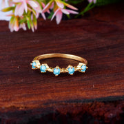 Blue Topaz Gemstone Solid 14k Yellow Gold Ring