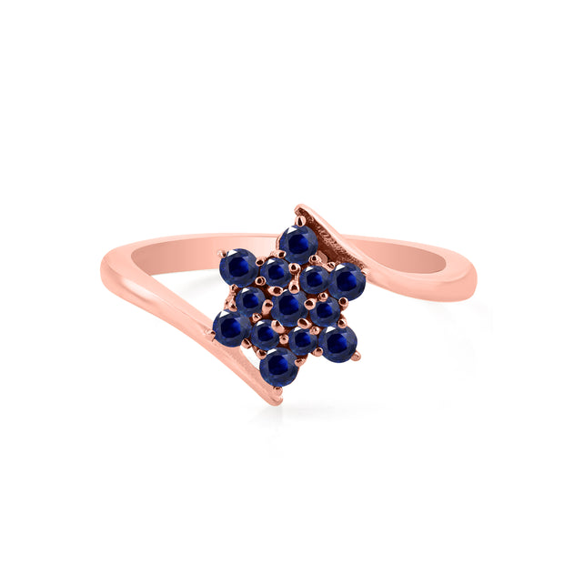 Blue Sapphire Gemstone Solid 14k Rose Gold Ring
