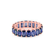 Blue Sapphire Gemstone Solid 14k Rose Gold Ring