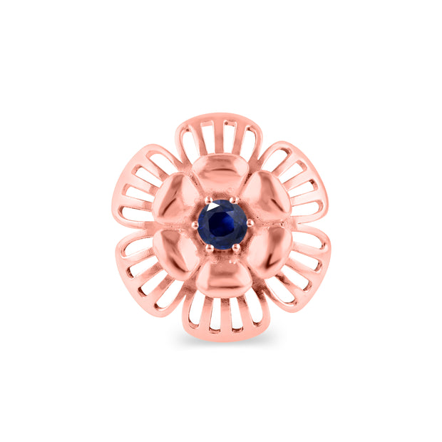 Blue Sapphire Gemstone Solid 14k Rose Gold Ring