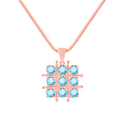 Blue Topaz Gemstone Solid 14k Rose Gold Pendant