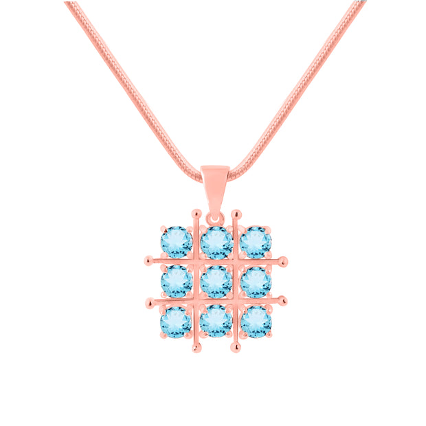 Blue Topaz Gemstone Solid 14k Rose Gold Pendant