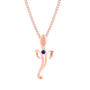 Blue Sapphire Gemstone Solid 14k Rose Gold Lord Ganesha Pendant