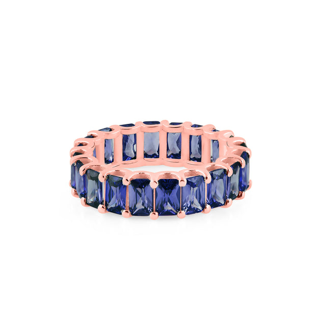 Blue Sapphire Gemstone Solid 14k Rose Gold Ring