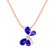 Blue Sapphire Gemstone & Diamond Solid 14k Rose Gold Pendant